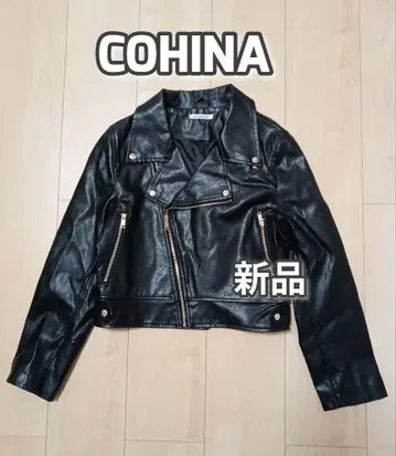 새상품 COHINA 코히나 페이크 레더 라이더 재킷 블랙 XS