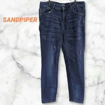 SANDPIPER 데님 다크 블루 페이드 가공, 데미지 가공