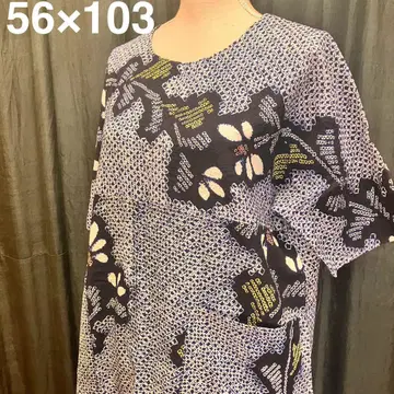 1458 [목면 아리마츠 시보리 유카타] 기모노 리메이크 롱 원피스