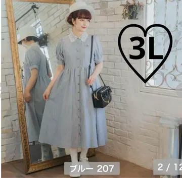 새상품 시마무라 스트라이프 패턴 원피스 아오키 미사코 3L 사이즈