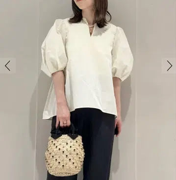 Ballsey 하이카운트 개버딘 퍼프 슬리브 블라우스 36 사이즈