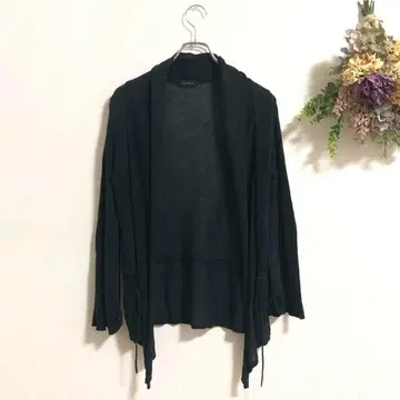 LOUNIE 긴팔 가디건 블랙 린넨 비침 있음 일본제 b923