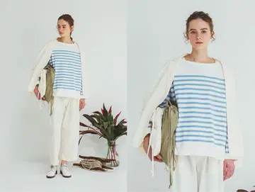 nest Robe 네스트로브 코튼 바스크 패널 보더 풀오버