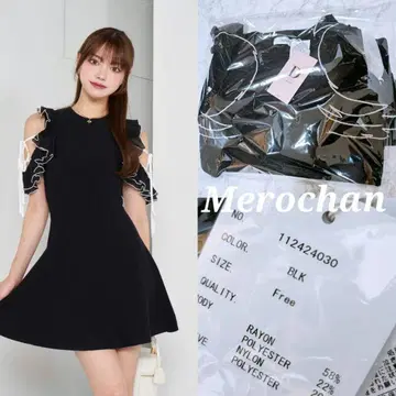 Darich 프릴 리본 니트 미니 원피스 택 포함 새상품 BLK