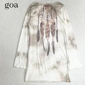 goa 고아 롱T 셔츠 튜닉 페더 프린트 타이다이 염색 일본제