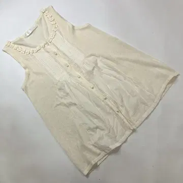 [시착만 한 상품] 핑크하우스 아이보리 마 혼방 슬리브리스 니트 가디건