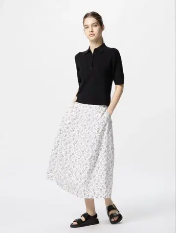 UNIQLO 코튼 코쿤 스커트 셔츠 셋업 유니클로 꽃무늬