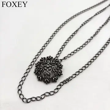 FOXEY 목걸이 실버 2연 플라워 앤티크 펜던트 은