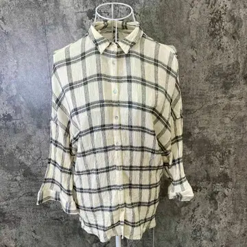 센스 발군 ZARA TRAFALUC [S] 긴팔 체크 셔츠 코튼 혼방