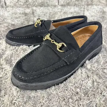 새상품급 MANEBU 마네부 비트 로퍼 천연 가죽 카우 가죽 블랙