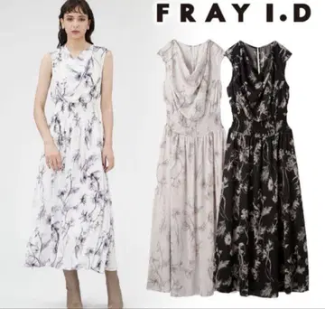 FRAY I.D 플라워 프린트 슬리브리스 원피스