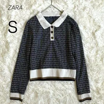 자라 ZARA 피케 셔츠 긴팔 티셔츠 블라우스 숏 기장 S