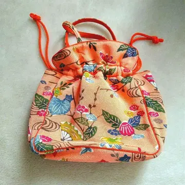 흰 모란 기모노 가방 복조리 백 유카타