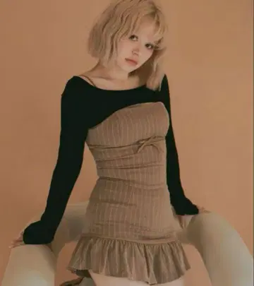 ANDMARY Dany ribbon knit set up beige