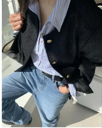 블랙 노카라 재킷