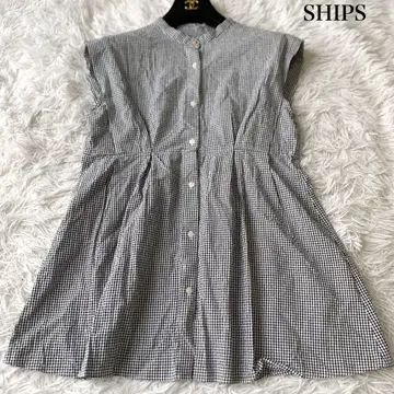 SHIPS 축구 턱 숄더 절개 블라우스 깅엄 체크 프리 사이즈