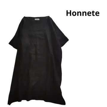 Honnete 오넷 반팔 원피스 린넨100 빅 블랙 컬러