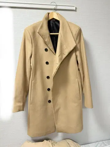 ZARA MAN 베이지 롱 코트 카멜 L 사이즈 더블 버튼