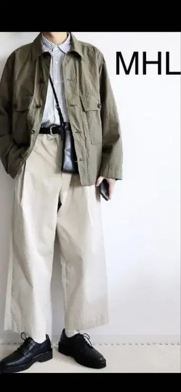 MHL SHEET COTTON LINEN 밀리터리 블루종