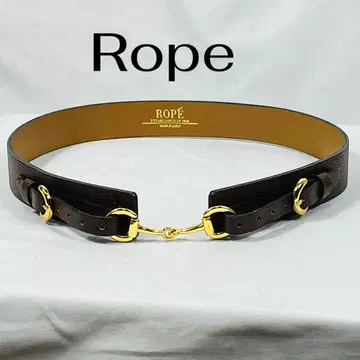 Rope 로페 가죽 벨트 브라운 골드 금장 장식