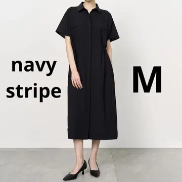 soeju 소쥬 롱 셔츠 원피스 네이비 스트라이프 M