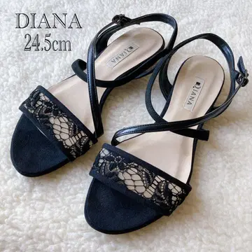 [DIANA] 다이애나 레이스 시스루 로우힐 샌들 블랙 24.5