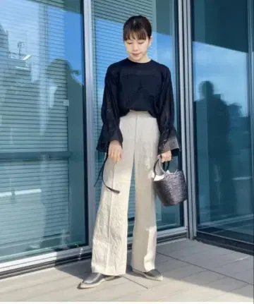 Demi-Luxe BEAMS 린넨 와이드 팬츠 38