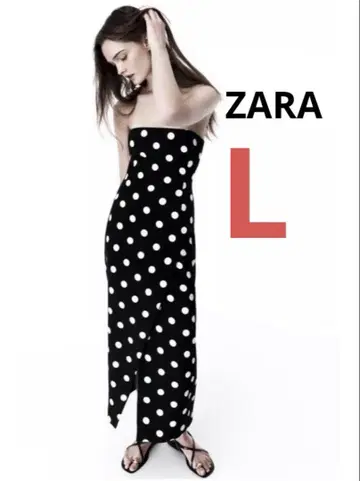 ZARA 스트랩리스 도트 원피스 L
