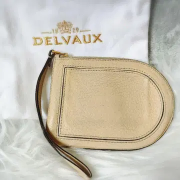 DELVAUX 가죽 리스트레트 파우치 베이지 고급스러움