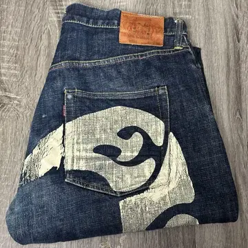 EVISU 마이티 에비스 청바지 데님 38 x 35 빨간색 스티치