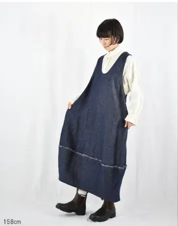 새상품 motomi.m 린넨 데님 오버롤 스커트 원피스