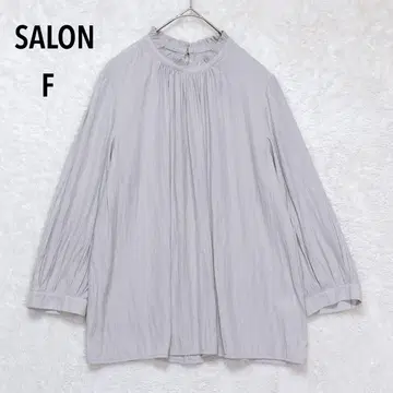 살롱 블라우스 F 그레이 티셔츠 긴팔 프릴 셔츠 턱 개더