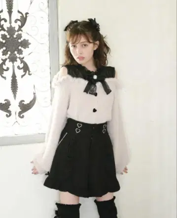 LIZLISA 레이어드 스타일 어깨 트임 니트 핑크