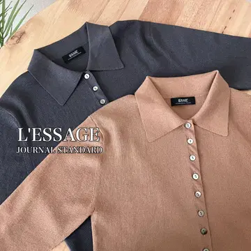 [ 2024SS ] L'ESSAGE 라메 니트 폴로 가디건 리브 베이지