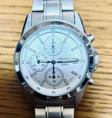SEIKO 크로노그래프 실버 스테인리스 쿼츠 손목시계