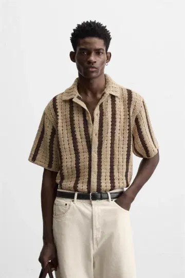 ZARA 자라 텍스처 크로셰 셔츠 L 완판템