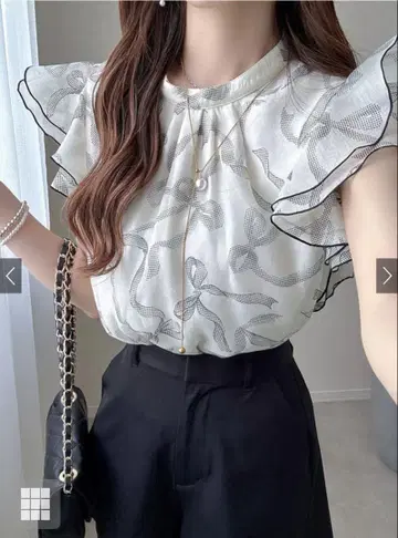 리본 무늬 쉬폰 블라우스[dh1382]