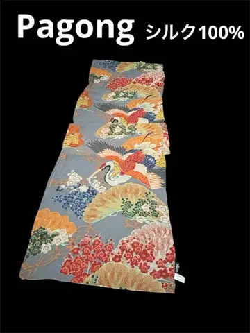 Pagong 파공 실크100% 롱 스톨 대형 교유젠