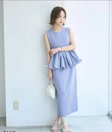 블루 벌룬 원피스