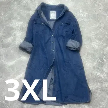 새상품급 4L 23구 데님 셔츠 원피스 롱 3XL