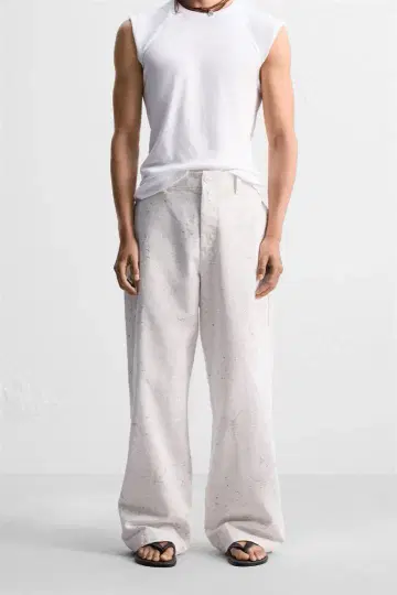 ZARA 자라 추상적인 프린트 와이드 레그 팬츠 EU40 JP31