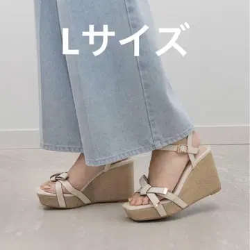 RANDA 스티치 x 리본 웨지 샌들