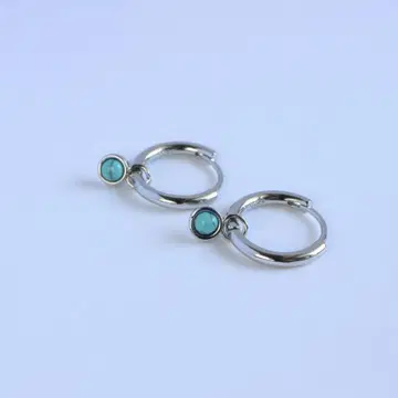 후프 귀걸이 1 터콰이즈 S925 파워스톤 하와이안 주얼리