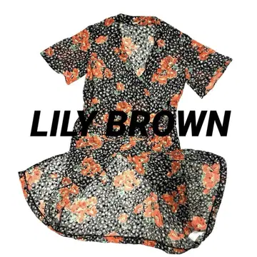 LILY BROWN 레오파드 꽃무늬 시어 원피스 허리 리본
