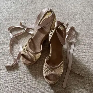 JIMMY CHOO 웨지 샌들 베이지 스웨이드 38