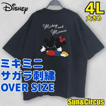 남성용 빅 사이즈 4L 미키 미니 Disney 자수 디자인 티셔츠