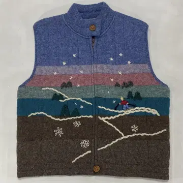 L.L.Bean 빈티지 80s 울 니트 베스트 스웨터 스키