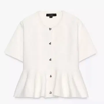 ZARA 화이트 하트 모양 버튼 니트