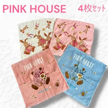 PINK HOUSE 핑크하우스 핸드 타월 4매 세트 곰 토끼