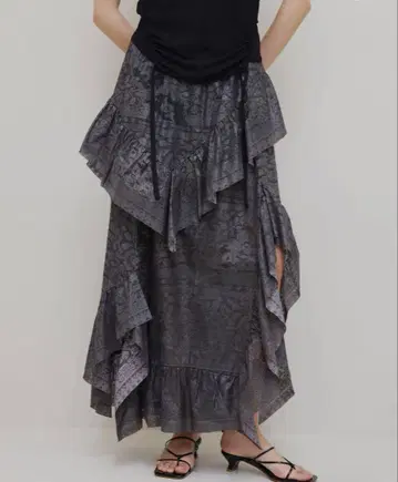 MEDI TROMPE L'OEIL RUFFLE SLIT SKIRT